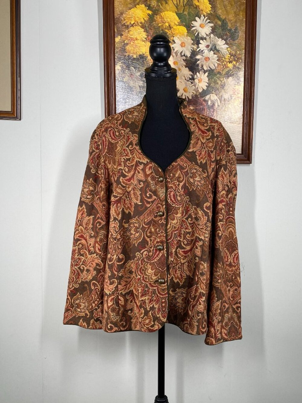 Vintage Dana Kay Dress Jacket Women's 24W Multicolor Paisley Office Career VTG